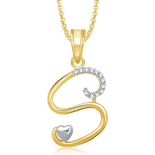 Meenaz Gold Plated 's' Letter Pendant For Girls Locket Alphabet Heart Pendant For Women Men In American Diamond Crystal Jewellery Set For Women - NEIGHBOUR JOY