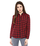 DAMEN MODE WOMEN RED CHECK SHIRT (Small) - NEIGHBOUR JOY