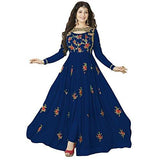 Clothfab Women Georgette Heavy Embroidery Work Pary Wear Anarkali Style Semi-Stitched Salwar Suit Dress Material With Dupatta (Blue-Colour) - NEIGHBOUR JOY