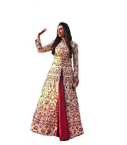 Sai creation Women's Printed Banglori silk Lehenga (gowns_bollywood_karishma kapoor_party wear_gown_indo western) - NEIGHBOUR JOY