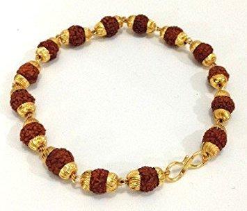 Ashvi 22 k Gold Plated Rudraksh Bracelet -- For - Men - NEIGHBOUR JOY