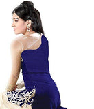 Fresh@Fashion Women's Semi Stitched Georgette 2 Piece Gown (fs1010) (Blue & Cream) (Free Size) - NEIGHBOUR JOY