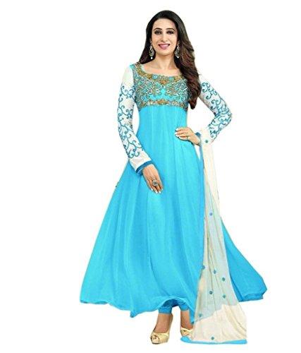 Fragrance Trendz New Sky Blue Color Georgette Fabric Anarkali Dress Material - NEIGHBOUR JOY