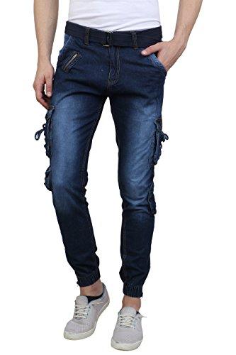 Zacharias Men's Denim Cargo 8 Pocket Jogger Jeans (30)