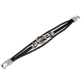 Sorella'z Mens Metal PU Leather Black Anchor Bracelet - NEIGHBOUR JOY