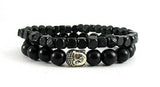 Streetsoul Wraparound Anchor With Old & Rusty Buddha Gold Bead Black (Stack Of 4 pcs.) 8 mm & 6 mm Bead Bracelets For Men.