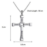 Fast And Furious Vin Diesel Inspired Cross Shaped Silver 18K White Gold Plated Austrian Crystal Elegant Trendy Style Beautiful Pendant For Men by Caratcube (CTC - 0078) - NEIGHBOUR JOY