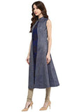 Aahwan Women's Blue Denim A-line Long Kurti - NEIGHBOUR JOY