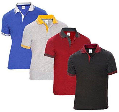 Baremoda Men's Polo T Shirt Black Maroon Grey And Blue Combo Pack of 4 (XX-Large) - NEIGHBOUR JOY