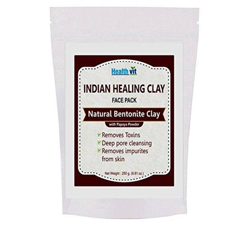 Healthvit Indian Healing Clay Bentonite Clay with Papaya Powder, 250g