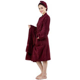 Trident Premium Cotton 3 Piece Unisex Bathrobe Set - Garnet