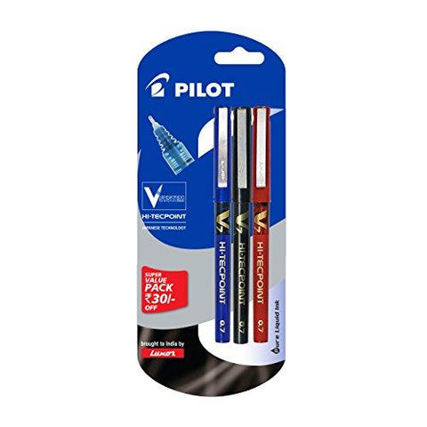 Pilot V7 Liquid Ink Roller Ball Pen (1 Blue + 1 Black + 1 Red) - NEIGHBOUR JOY