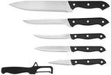 Prestige Tru-Edge Kitchen Knife Set with Wooden Block and Free Peeler, 5-Pieces, Black