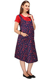 MomToBe Women's Cotton Maternity Dress, Red & Blue - NEIGHBOUR JOY