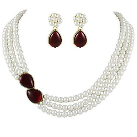 Shining Diva Party Wear Stylish Pearl Necklace Set / Jewellery Set with Earrings For Women / Girls - NEIGHBOUR JOY