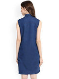 Feeldiff Blue Denim Casual western Dresses - NEIGHBOUR JOY