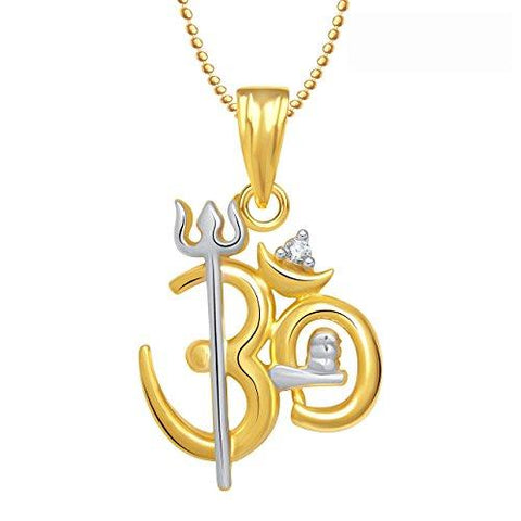 Meenaz Gold Plated Om Pendant Locket With Chain In God Pendants & Lockets In American Diamond Cz Jewellery Gifts For Men Women GP240 - NEIGHBOUR JOY