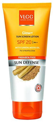 VLCC Glow+ Sun Block Lotion SPF 20 PA++ With Sandalwood Extract Sun Defense 100ml