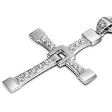 Fast And Furious Vin Diesel Inspired Cross Shaped Silver 18K White Gold Plated Austrian Crystal Elegant Trendy Style Beautiful Pendant For Men by Caratcube (CTC - 0078) - NEIGHBOUR JOY