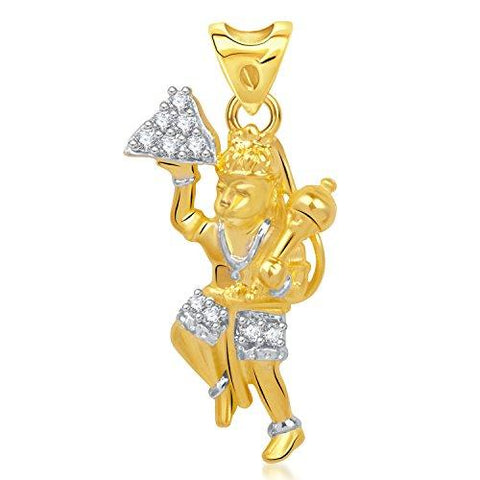 VK Jewels The Jai Hanuman Gold and Rhodium Plated Alloy God Pendant for Men & Women made with Cubic Zirconia - P1398G [VKP1398G]