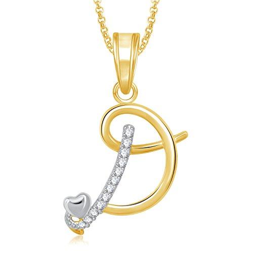 Meenaz Jewellery Gold Plated D Letter Pendant for Girls Women Men Unisex Pendant for Men in American diamond Jewellery set for women - D Pendants 324 - NEIGHBOUR JOY