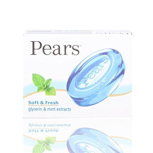 Pears Bathing Soap - Soft and Fresh (Glycerine and Mint Extracts), 75g Carton