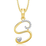 Meenaz Gold Plated 's' Letter Pendant For Girls Locket Alphabet Heart Pendant For Women Men In American Diamond Crystal Jewellery Set For Women - NEIGHBOUR JOY