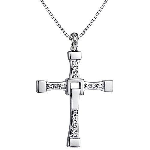 Fast And Furious Vin Diesel Inspired Cross Shaped Silver 18K White Gold Plated Austrian Crystal Elegant Trendy Style Beautiful Pendant For Men by Caratcube (CTC - 0078) - NEIGHBOUR JOY