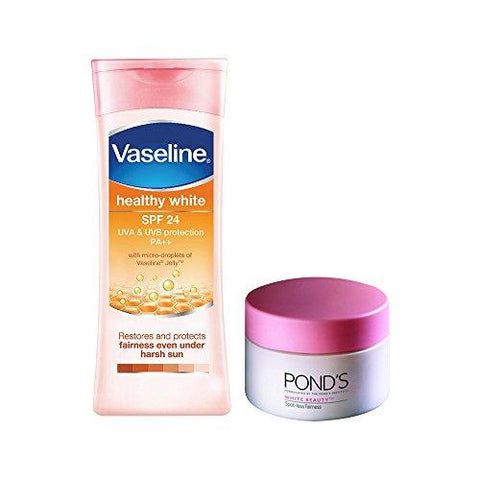 Vaseline Healthy White SPF 24 Body Lotion, 300ml with Free POND'S White Beauty Daily Spotless Fairness Cream, 25g