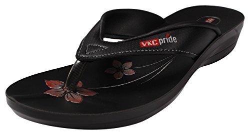 VKC Pride Women's Black Casual Slippers - 7 UK