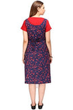 MomToBe Women's Cotton Maternity Dress, Red & Blue - NEIGHBOUR JOY