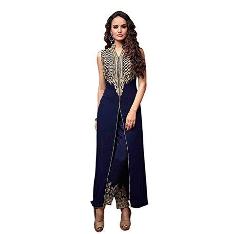 Fashion Storey Blue Georgette Embroidered Plazo Salwar Suit - NEIGHBOUR JOY