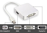 Ultima™3 in 1 Gold Plated Mini DisplayPort Thunderbolt to HDMI/DVI/VGA Display Port Cable Adapter for Apple Mac Book MacBook Pro MacBook Air Mac mini, Microsoft Surface Pro & Pro 2 3