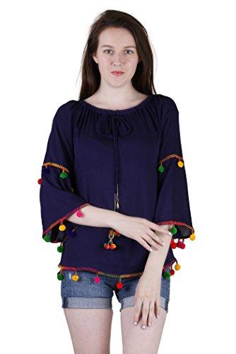 Jollify Women's Blue Rayon Embroidered Top-XXL - NEIGHBOUR JOY