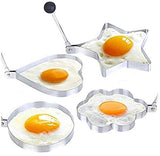 GKP Products ® Stainless Steel Kitchen Fried Egg Poacher Pancake Poach Ring With Handle- 4PCs of set