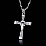 Fast And Furious Vin Diesel Inspired Cross Shaped Silver 18K White Gold Plated Austrian Crystal Elegant Trendy Style Beautiful Pendant For Men by Caratcube (CTC - 0078) - NEIGHBOUR JOY