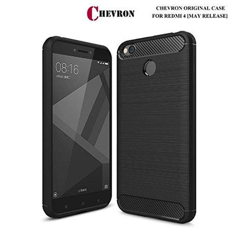 Chevron Xiaomi Redmi 4 [May 2017 Launch] Back Cover Case, Heavy Duty Shock Proof TPU Case for Mi Redmi 4 Mobile Premium Protection, Metallic Black by Chevron - NEIGHBOUR JOY