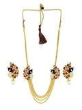 Sukkhi Gold Plated Multi Strand Necklace With Drop Earring For Women