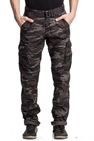 Vbirds Dark Black Men's Cotton Cargo Pants