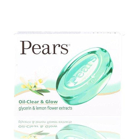 Pears Bathing Soap - Oil Clear and Glow (Glycerine and Lemon Flower Extracts), 75g Carton