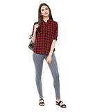 DAMEN MODE WOMEN RED CHECK SHIRT (Small) - NEIGHBOUR JOY