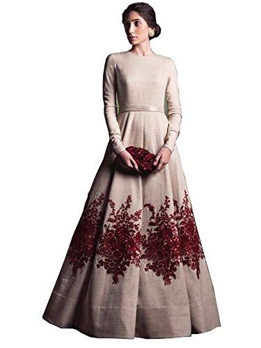 Royal Export Women's Bangalori Silk Gown (anushka White gown__Beige_Free Size) - NEIGHBOUR JOY