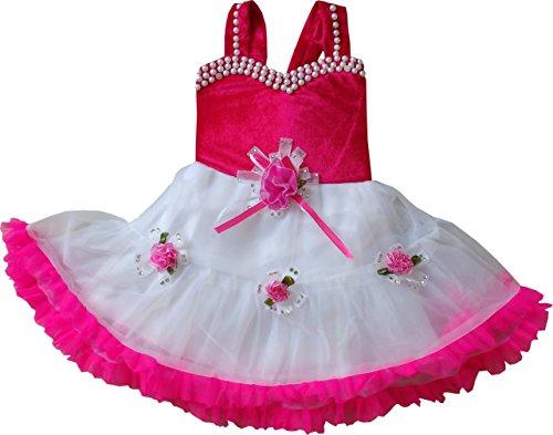 MPC Cute Fashion Baby Girls Princess Party Wear Flower Dress (Ba202161014_Pink_3-6 Months) - NEIGHBOUR JOY