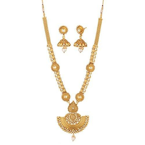 Apara South India Long Haram Mala with American Diamond and Pearl for Women - NEIGHBOUR JOY