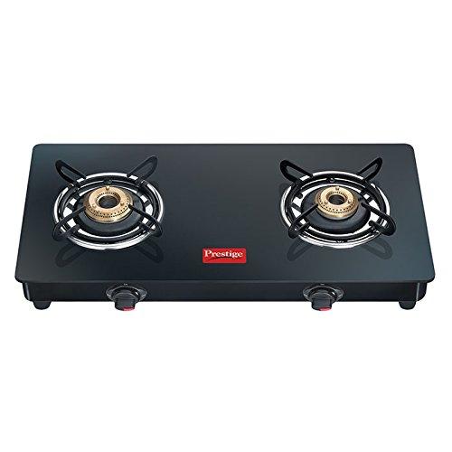 Prestige Marvel Glass 2 Burner Gas Stove, Black