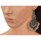 Zephyrr Fashion Oxidized Silver Afghani Tribal Dangler Hook Chandbali Earrings for Girls and Women