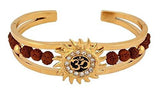 Glory Jewels Rudraksh American Diamond Gold Meena Om Sun Cuff Kada Bracelet for Men - NEIGHBOUR JOY