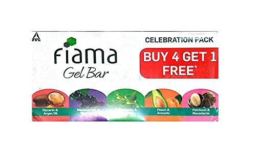 Fiama Glycerin & Argan Oil, Blackcurrant & Bearberry, Lemongrass & Seaweed, Peach & Avocado, Patchouli & Macadamia Gel Bars Celebration Pack - 125 g (Buy 4 Get 1 Free) - NEIGHBOUR JOY