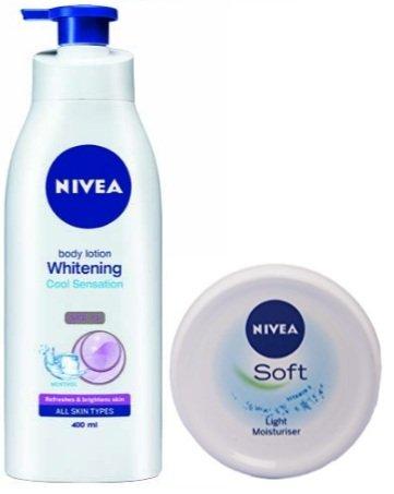 Nivea Whitening Cool Sensation Body Lotion, 400ml with Nivea Soft Crème, 25ml