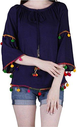 Ecolors Fab Women's Rayon Western Wear Top (Nevy Blue, Medium) - NEIGHBOUR JOY